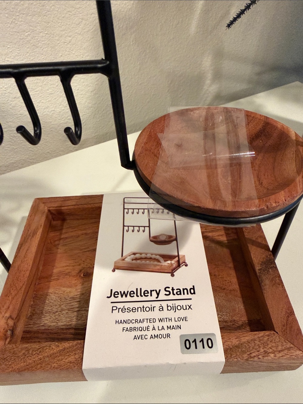 Black & Wood Jewelry Stand Organizer NWT - Picture 2 of 8
